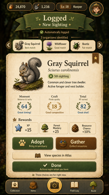 Safari Day, a sighting logged with the 16-bit rendering of the animal